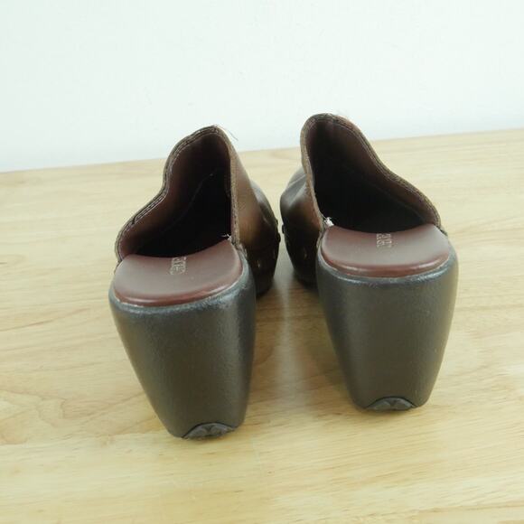Vintage Size 8 Clogs Mules Brown Leather Studded Chunky Heel Y2K Boho Cherokee - Picture 10 of 12